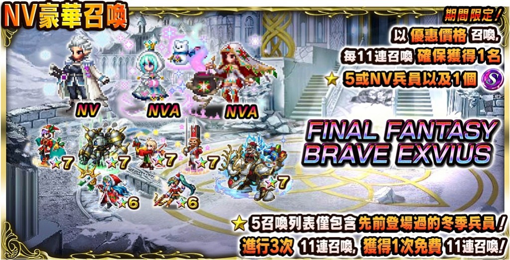 FINAL FANTASY BRAVE EXVIUS国际版冬季庆典活动登场！释出豪华报酬与活动奖励！