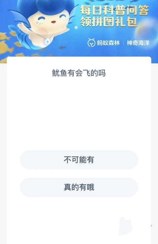 鱿鱼有会飞的吗-神奇海洋12.22今日科普问答答案