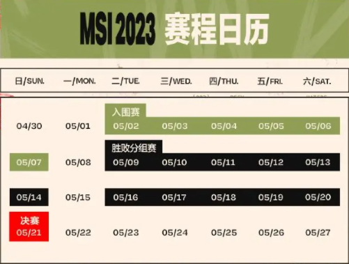 英雄联盟2023MSI赛程 2023MSI赛程信息一览